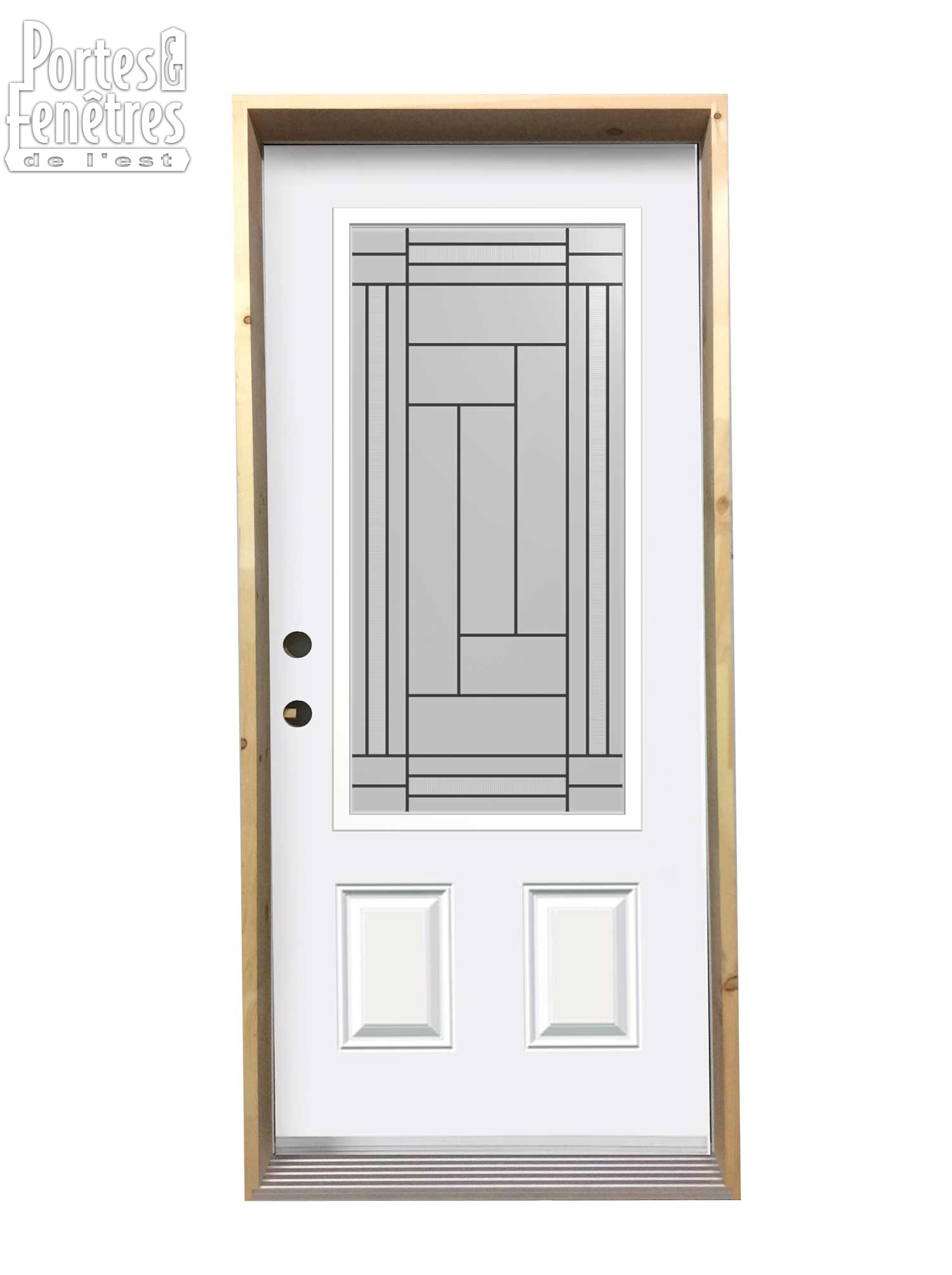 1030PSM Porte d'acier 34"D Blanche Verre louisbourg 23x49