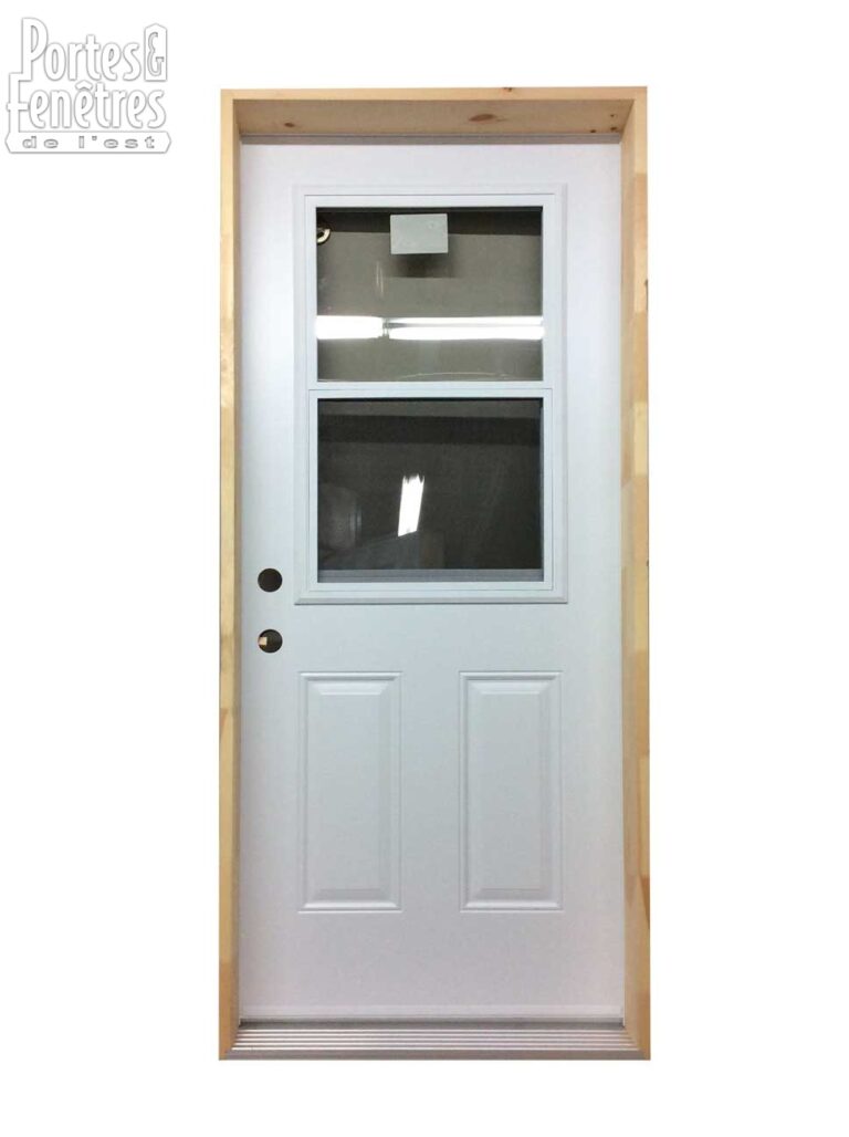 144PSM Porte d'acier Guillotine 32" ou 34" Droite Blanche  Verre Q470
