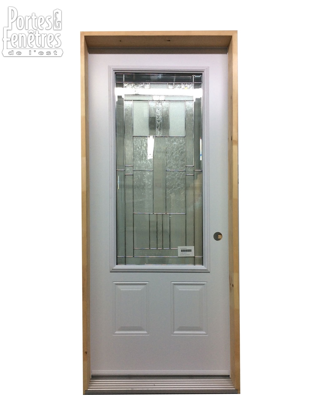 157PSM Porte d'acier 34" Gauche Blanche Verre Cachet