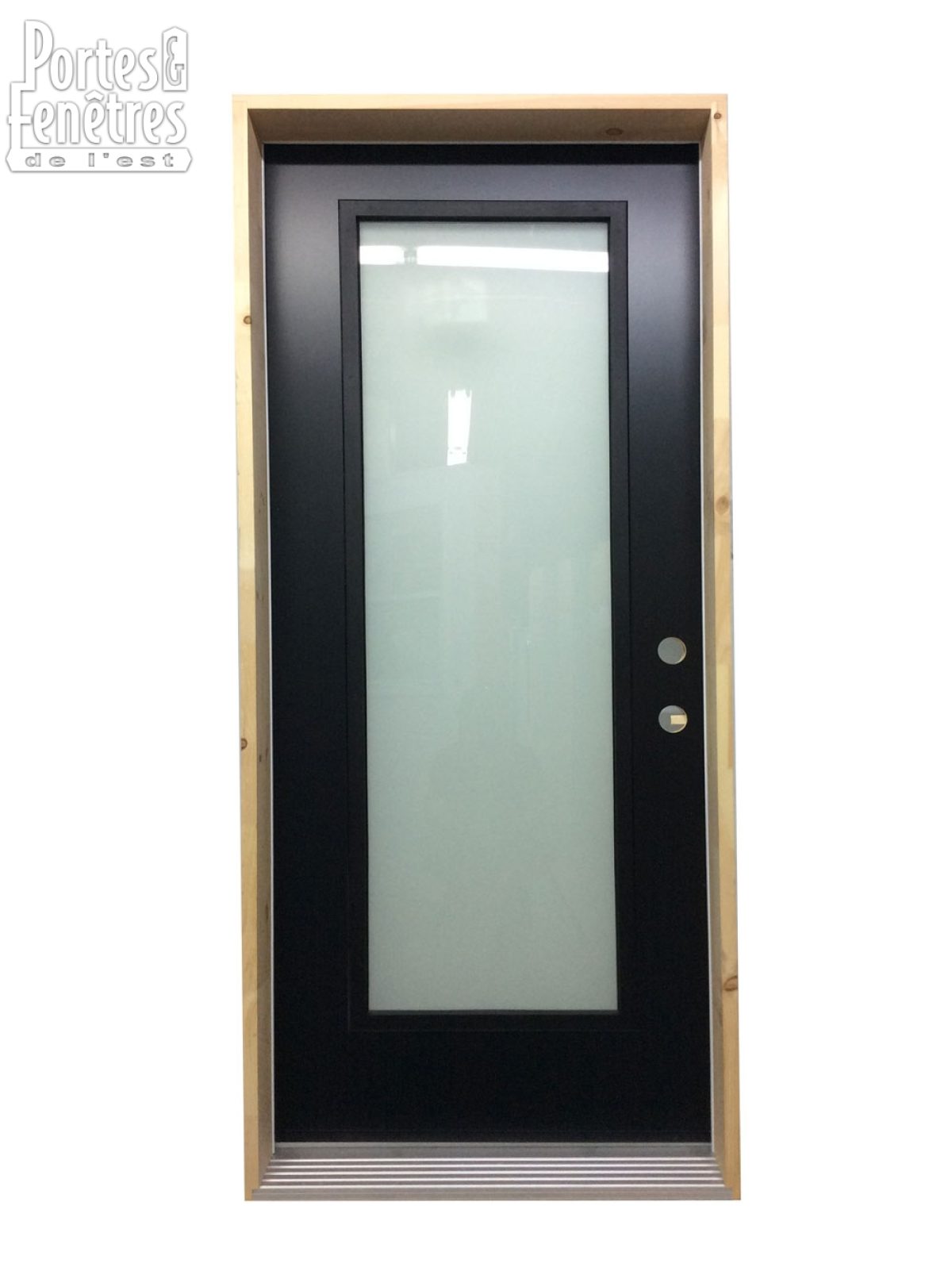 166PSM Porte d'acier 34" Gauche Noir Verre Sablé