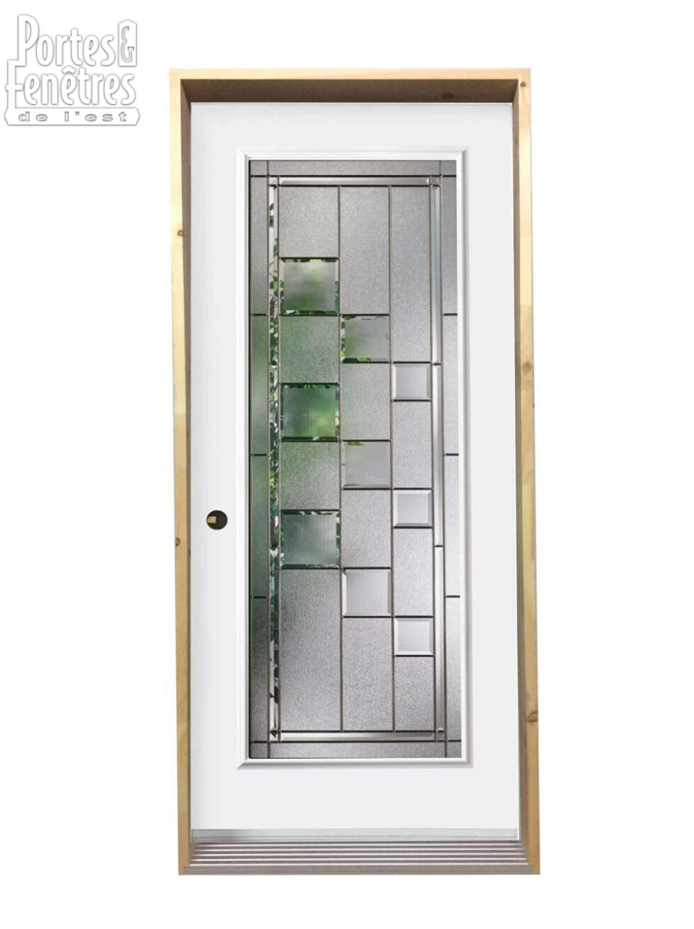 234PSM Porte d'acier 34'' Droite verre Cubisme