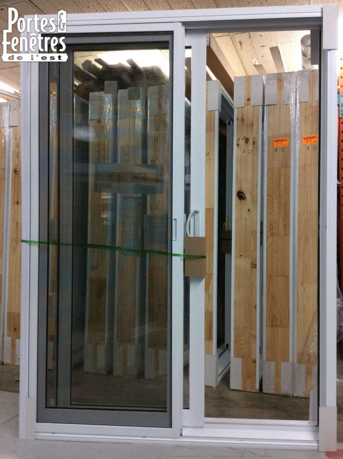 5PPD Porte Patio PVC Verre Low-E Blanc Droite 58 1/2 X 81