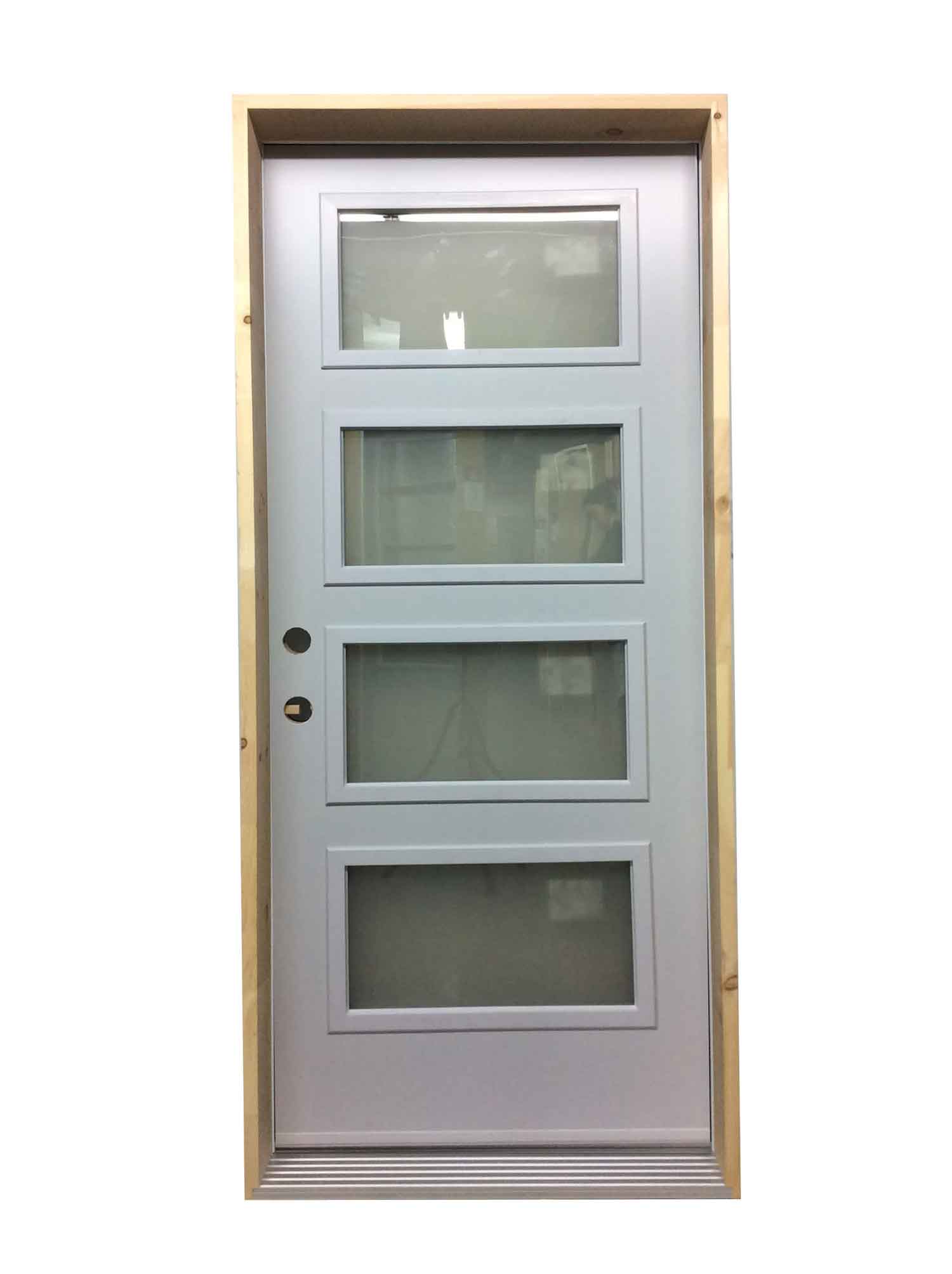 1146PSM Porte d'acier 34"D Blanche Verre sablé 23x12