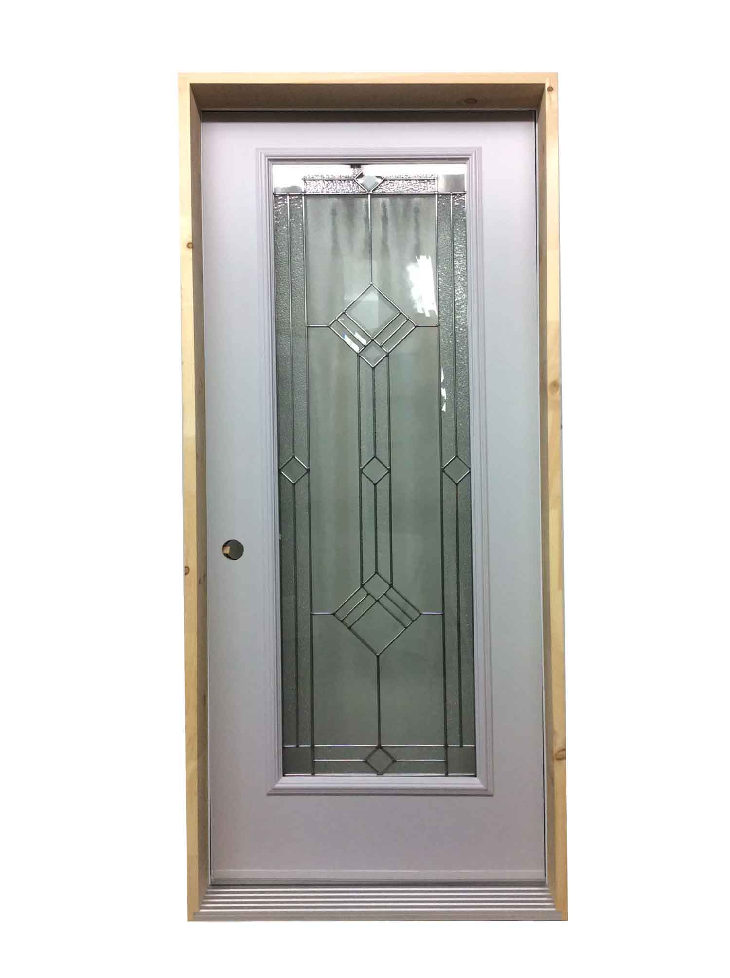1183PSM Porte d'acier 34"D Blanche Vitrail zinc 21x65