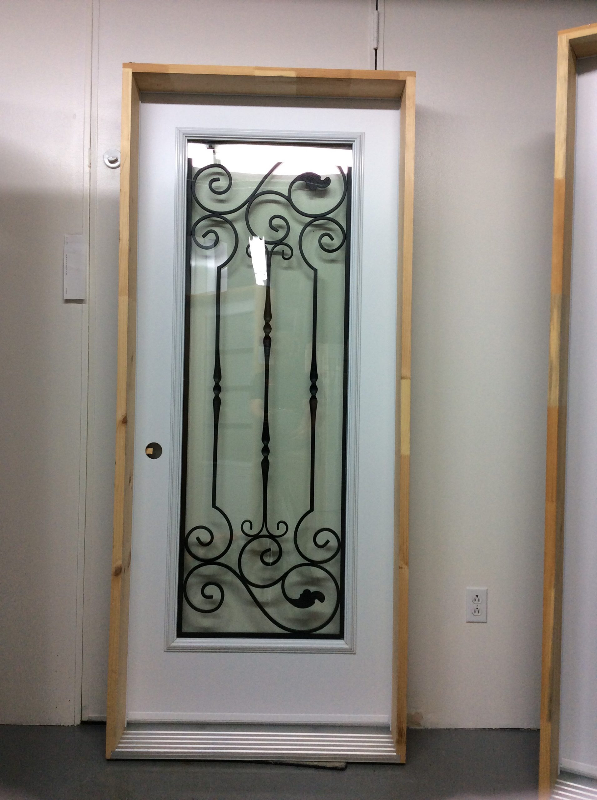 1171PA Porte d'acier 34"D Blanche Vitrail ornemental clair 23x65