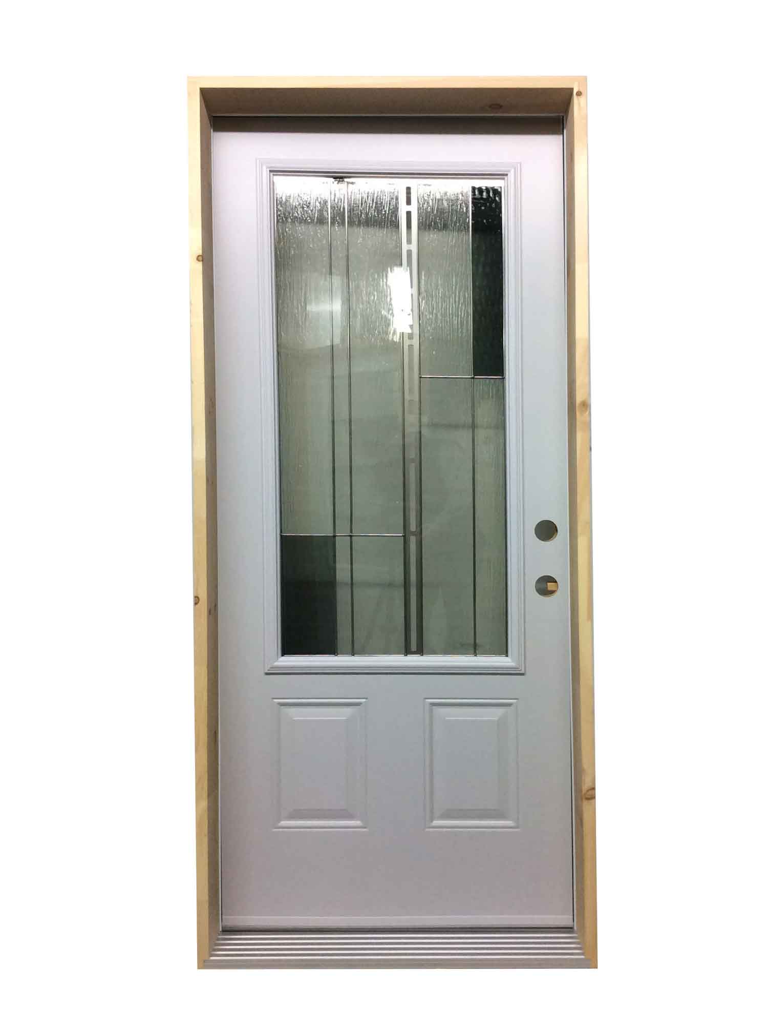 1197PSM Porte d'acier 34"G Blanche Vitrail Barcello 23x49