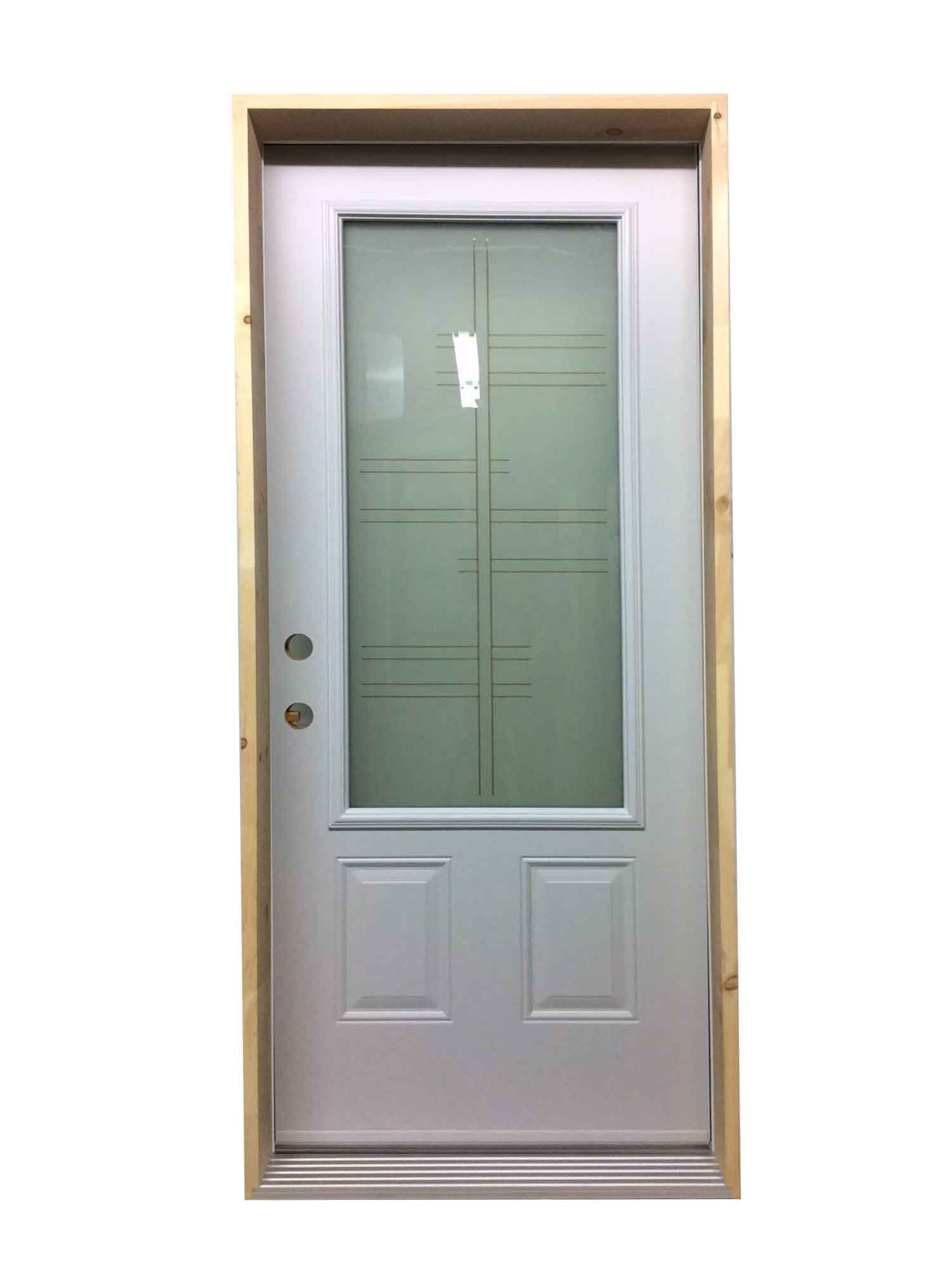 1198PSM Porte d'acier 34"D Blanche Sérigraphie style plasma 23x49