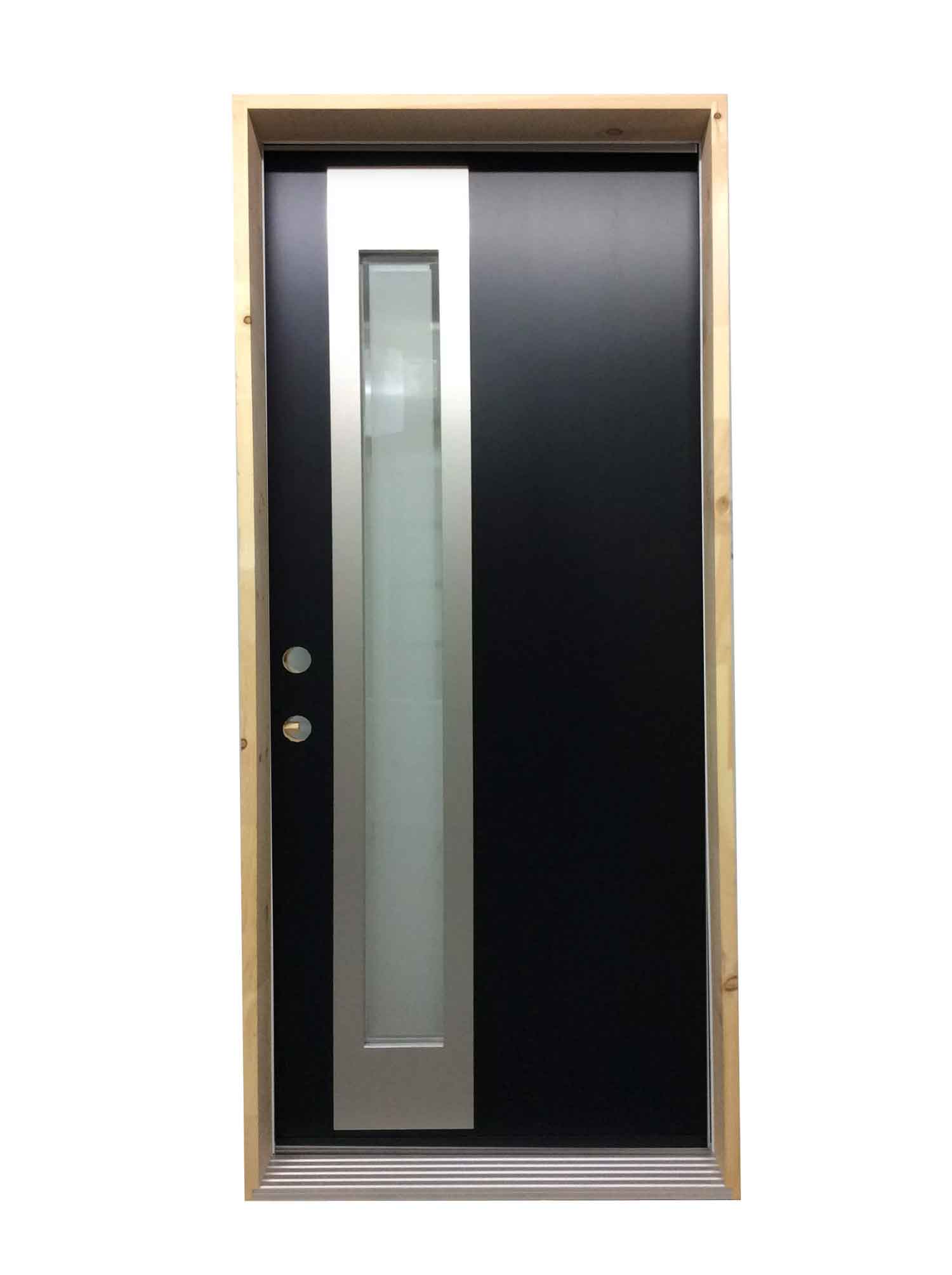1200PSM Porte d'acier 34"D Noire Verre Edge accent décoratif vertical alunox 8 x 65