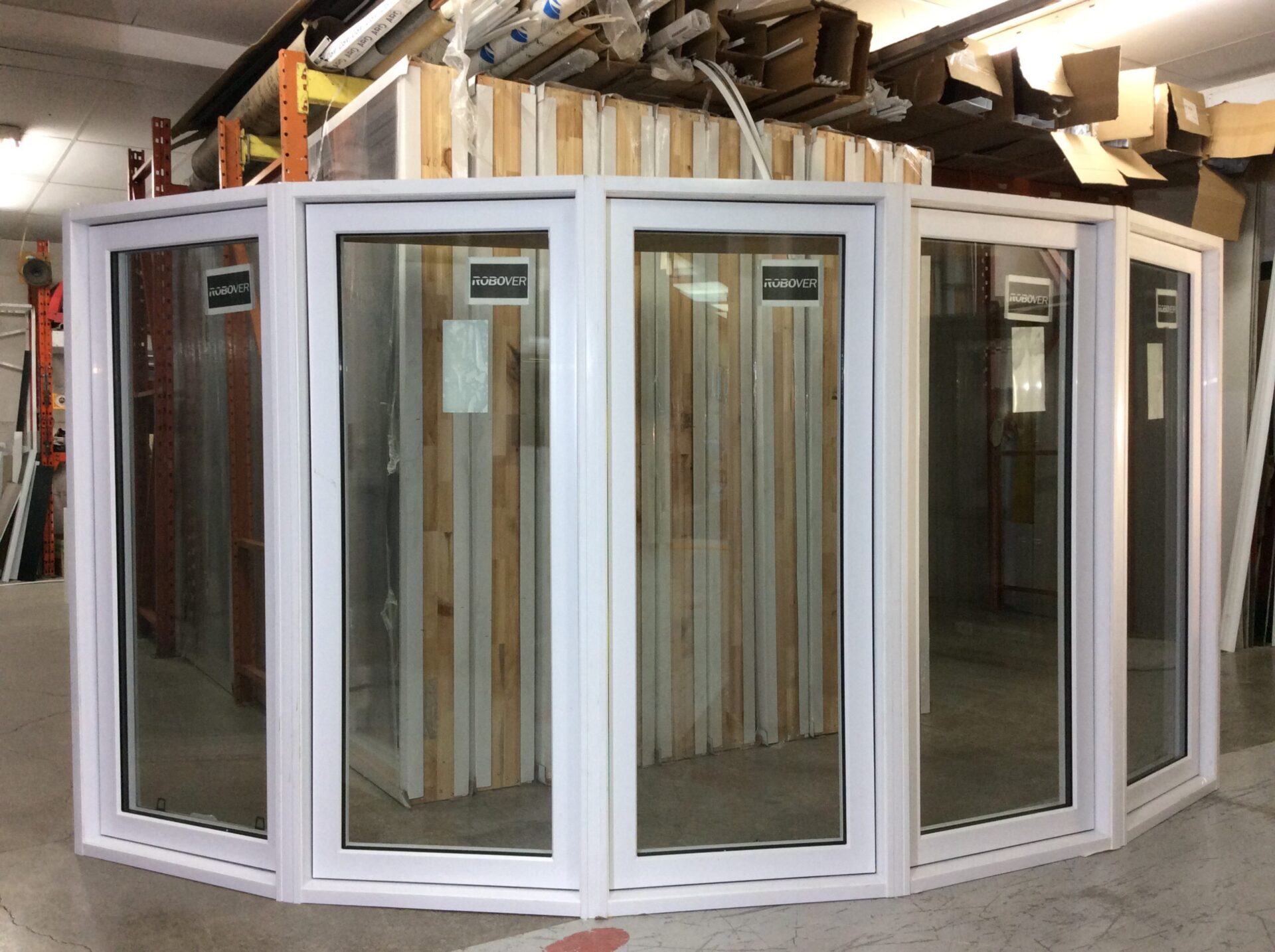 10309BWP Fenêtre Bay Window PVC Blanc 5 sect 2 ouvr Walk through 121 1/4x61 1/2