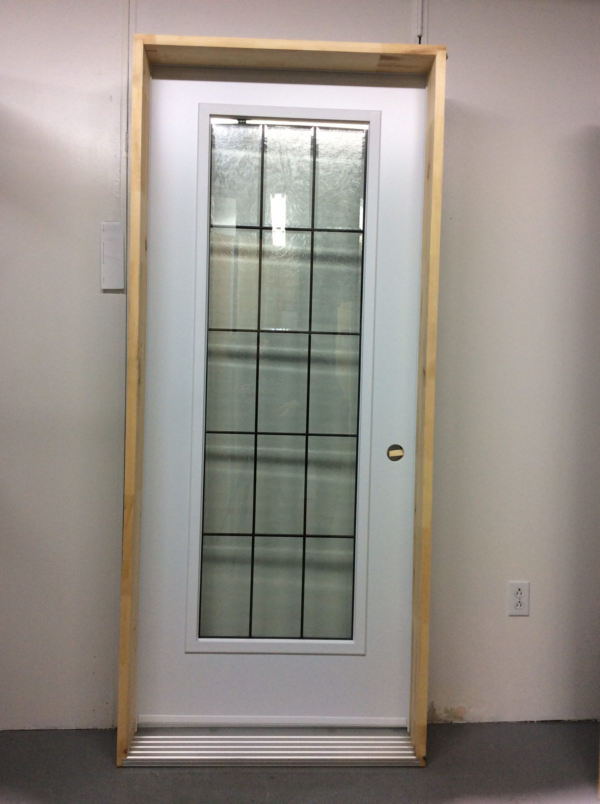 1189PA Porte d'acier 34"G Blanche 15 carreau verre texturé 21x65