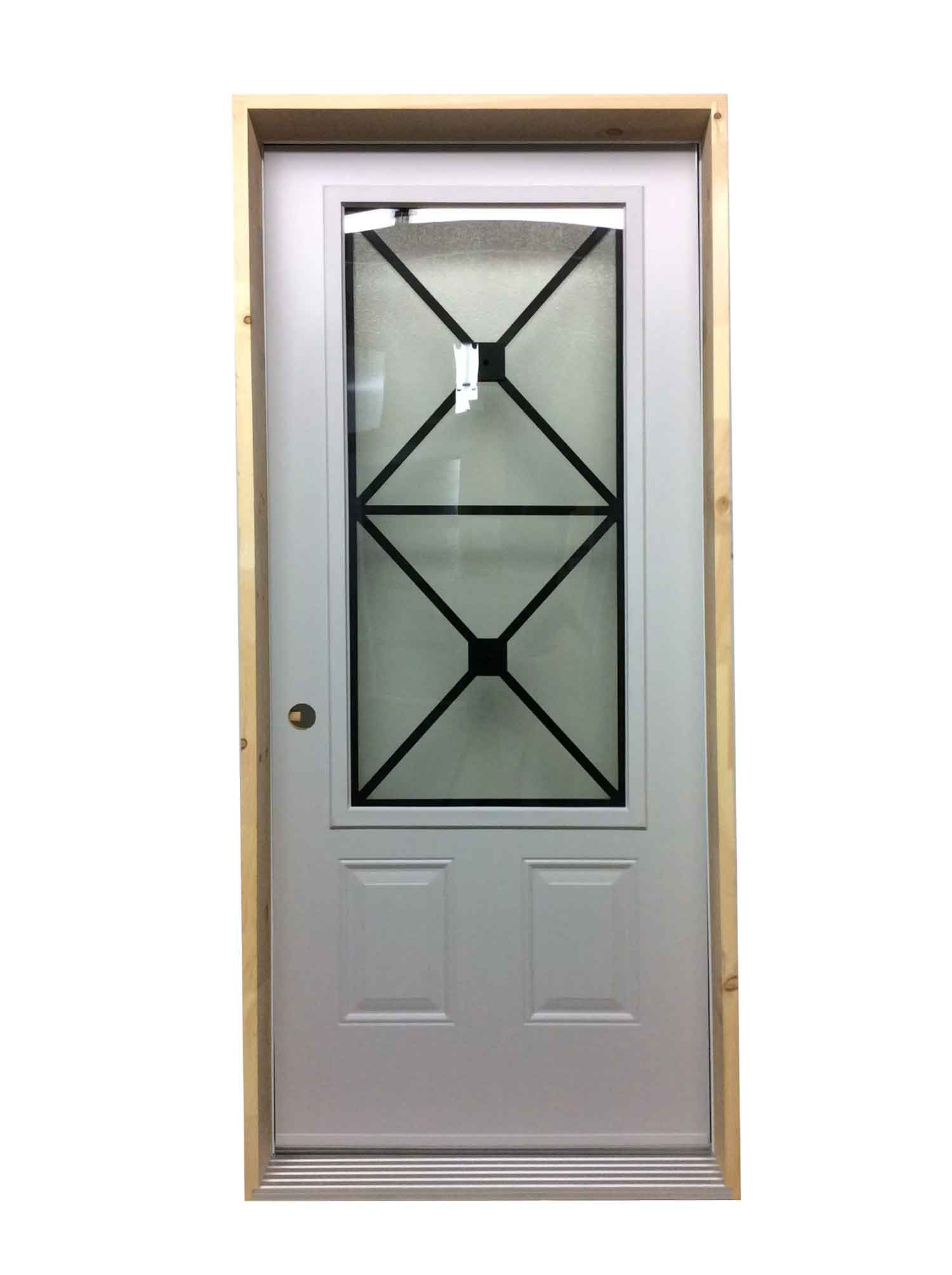 1208PSM Porte d'acier 34"D Blanche Fer forgé 23x49