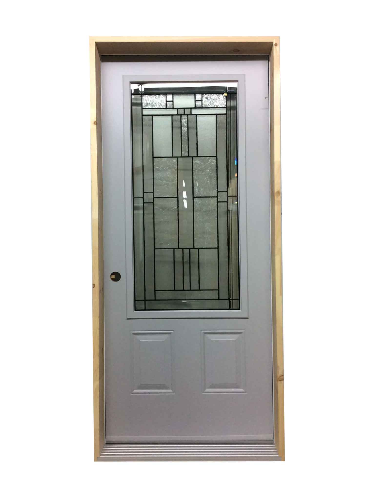 1209PSM Porte d'acier 34"D Blanche Cachet patiné 23x49