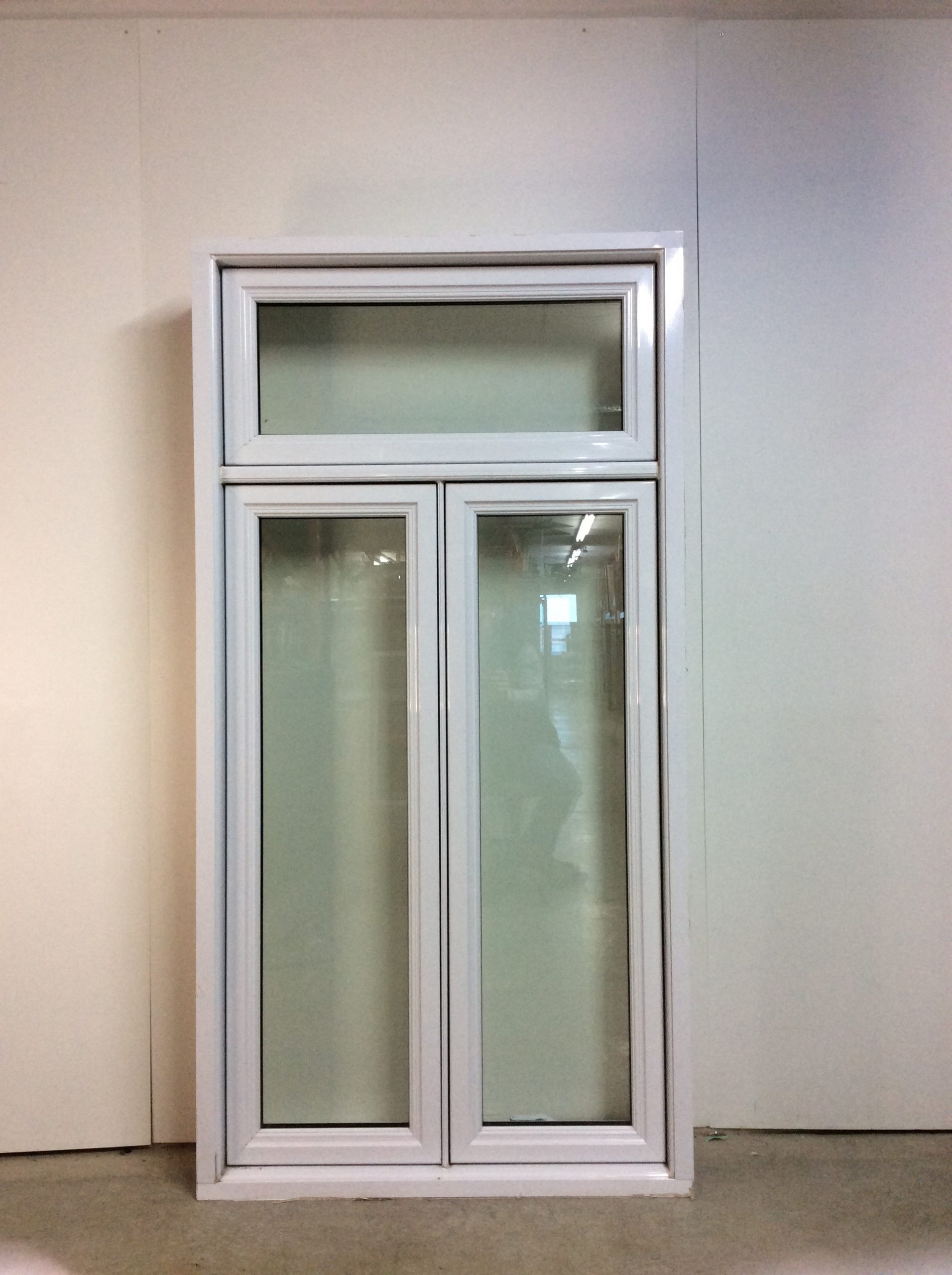 10379JBH Fenêtre Jumelée Battant HYBRIDE Blanc 2 sect 1 ouvr Bas battant 2 sect + imposte fixe dimension extérieur moulure a brique sans moustiquaire sans recouvrement intérieur  38 1/2 x 74 1/2