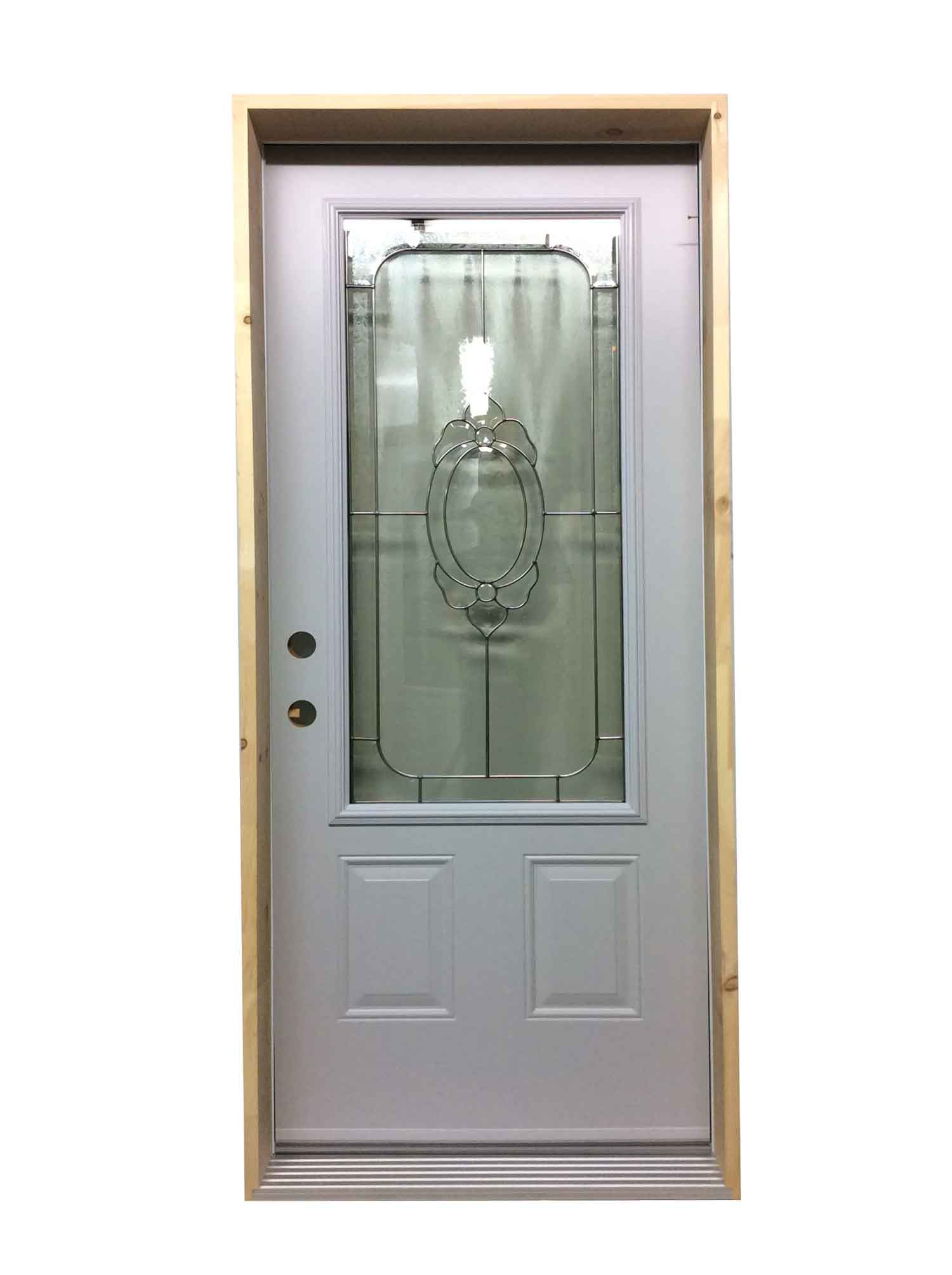 1230PSM Porte d'acier 34"D Blanche Style Aristocrate plomb 23x49