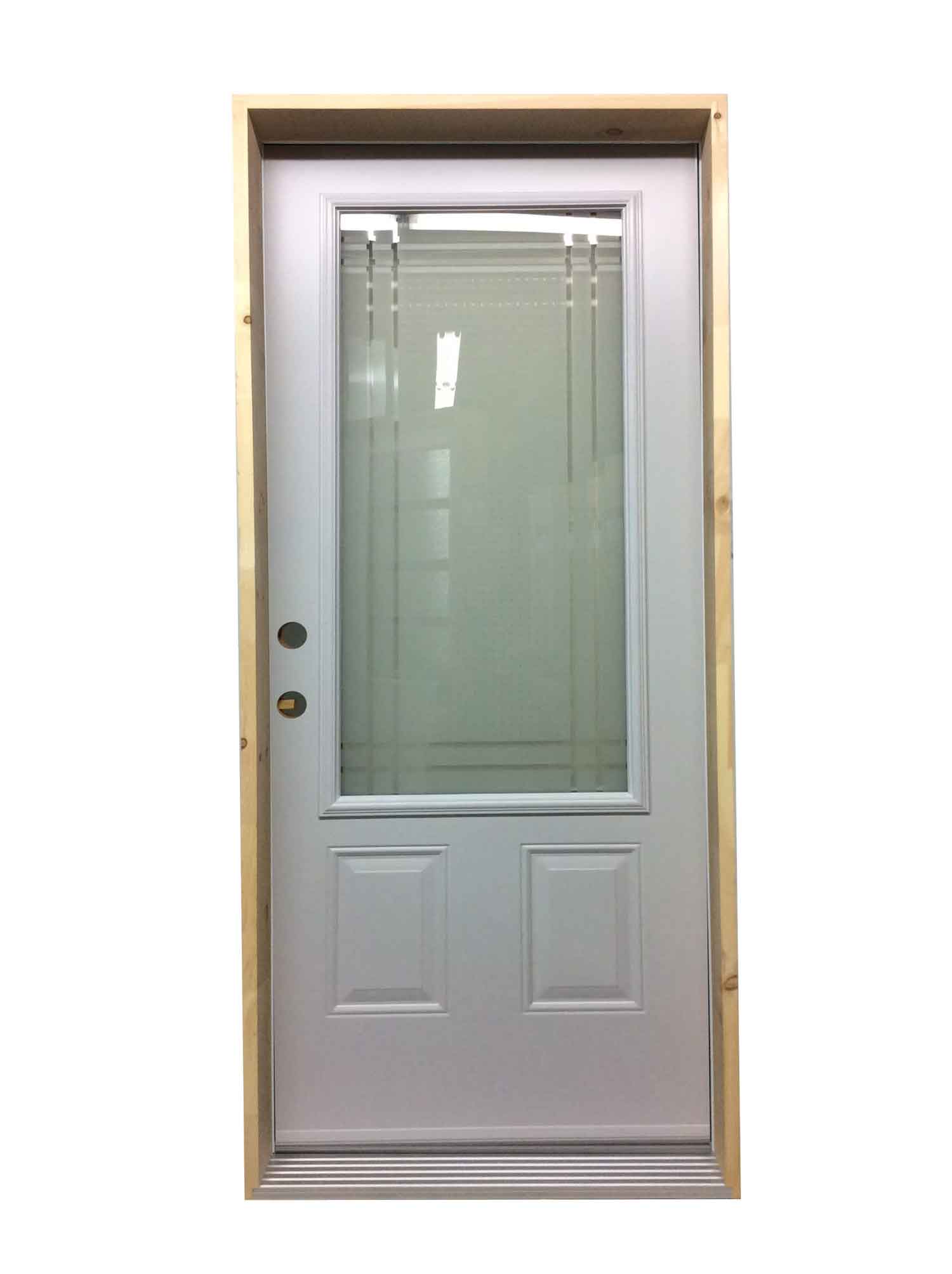 1232PSM Porte d'acier 34"D Blanche Sérigraphie Transit 23x49