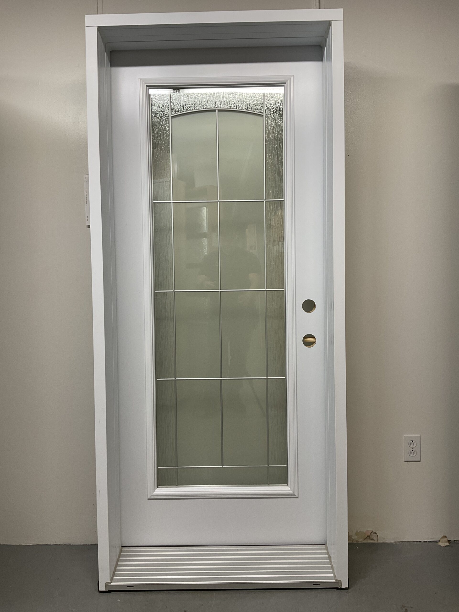 1365PA Porte d'acier 34"G Blanche Beatrice plomb 23x65