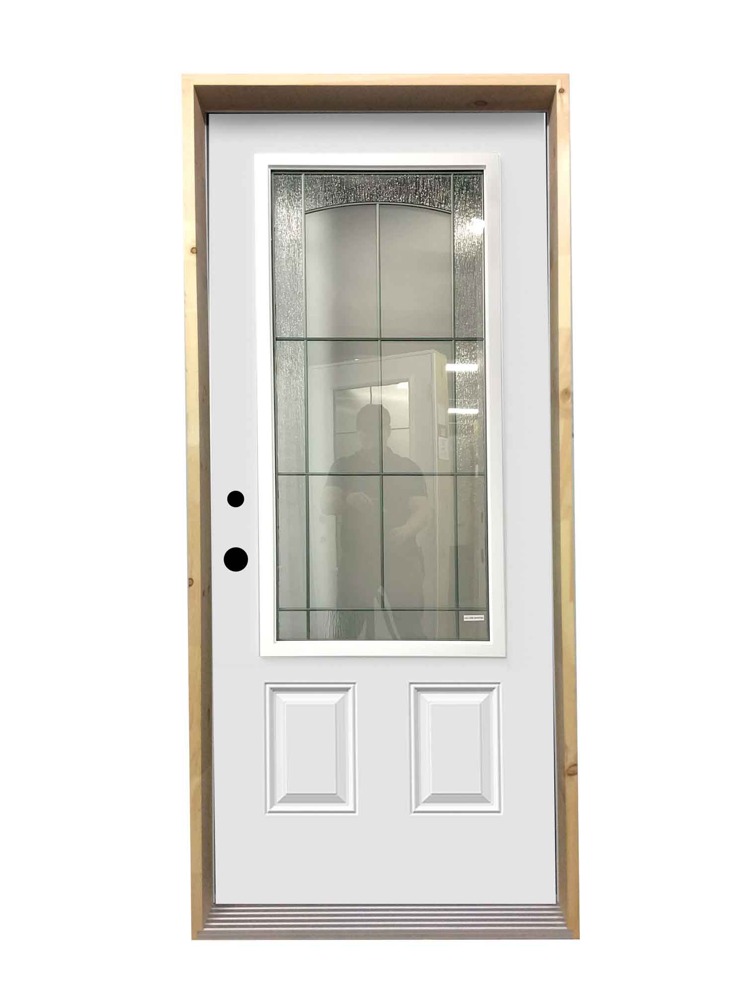 1381PSM Porte d'acier 34"D Blanche Beatrice tige turquoise 23x49