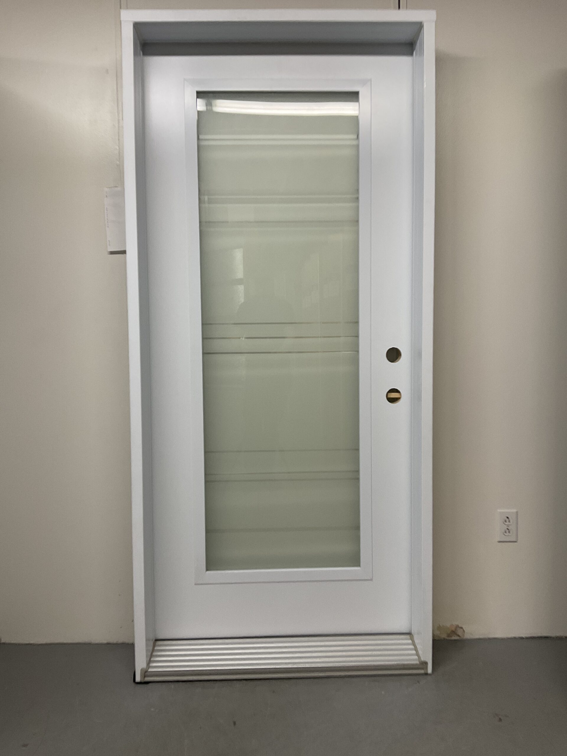 1378PA Porte d'acier 36"G Blanche Sérigraphie ligne clair horizontal 23x65