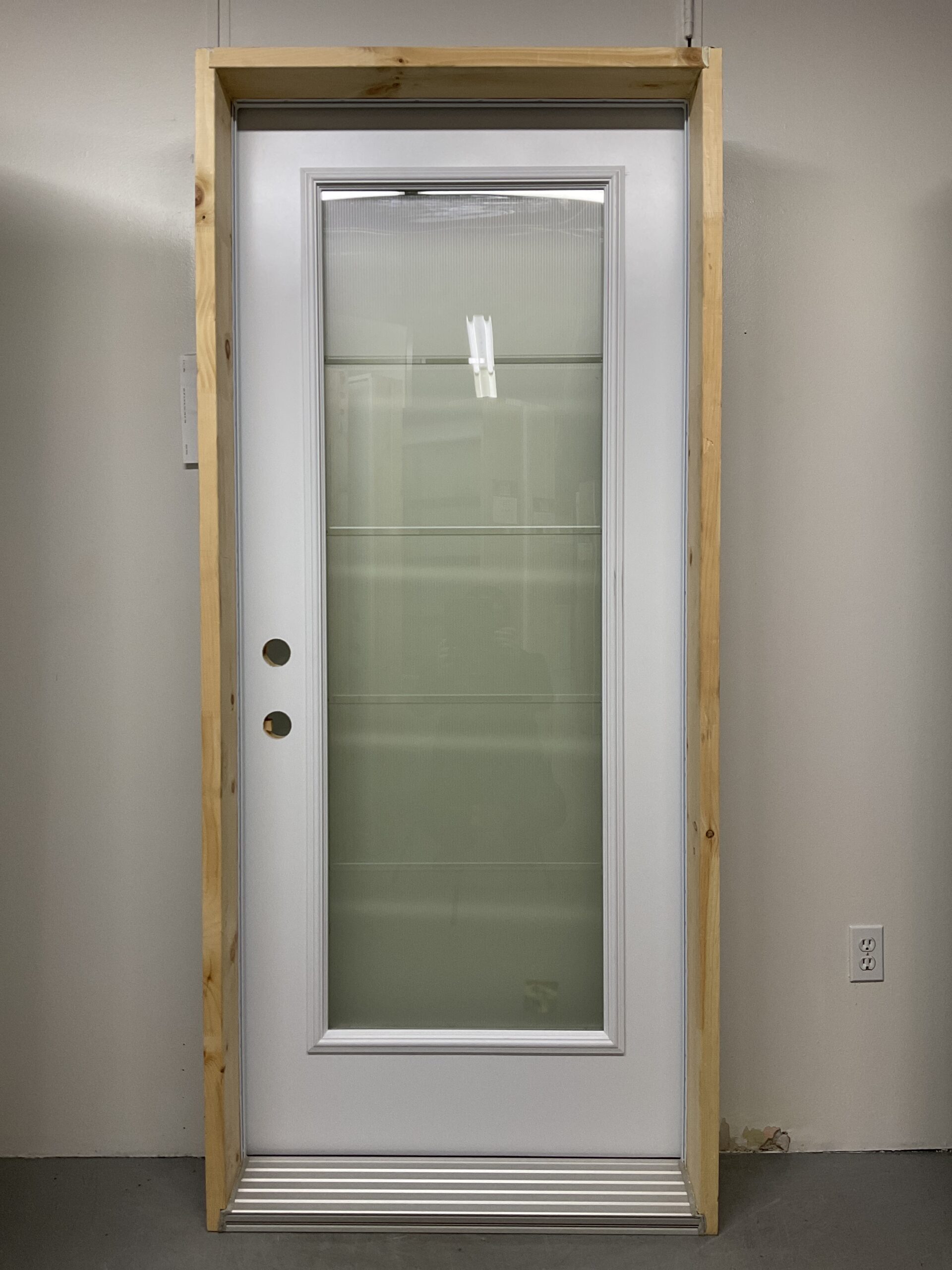 1409PA Porte d'acier 34"D Blanche Verre texturé style masterline vertical 23x65