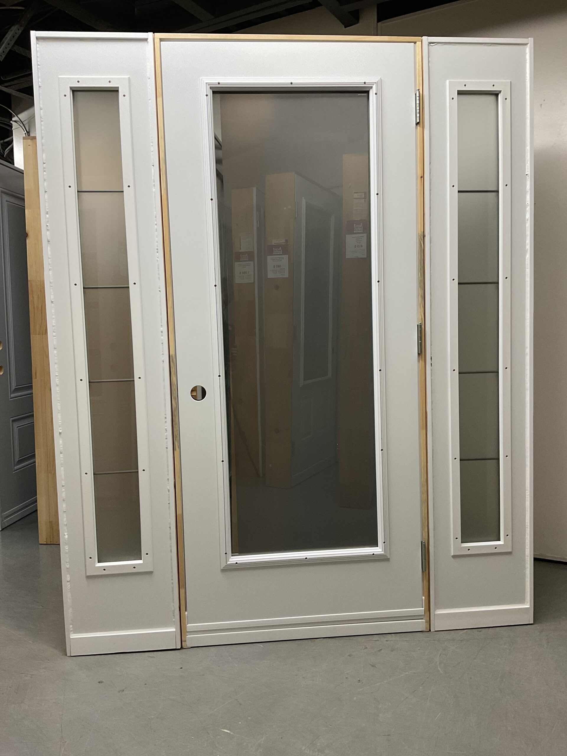 1414PA Porte d'acier 34"G Blanche Sérigraphie side avec latéral verre satiné 23x65 – Image 2