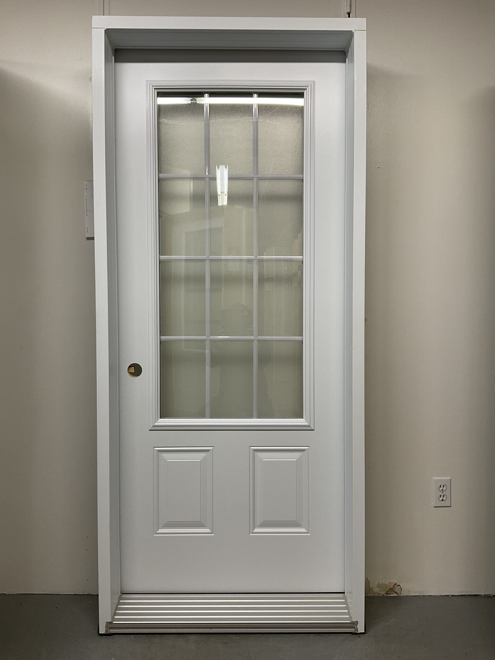1416PA Porte d'acier 34"D Blanche Givrer Pin Head 12 carreau grafigne haut 23x49