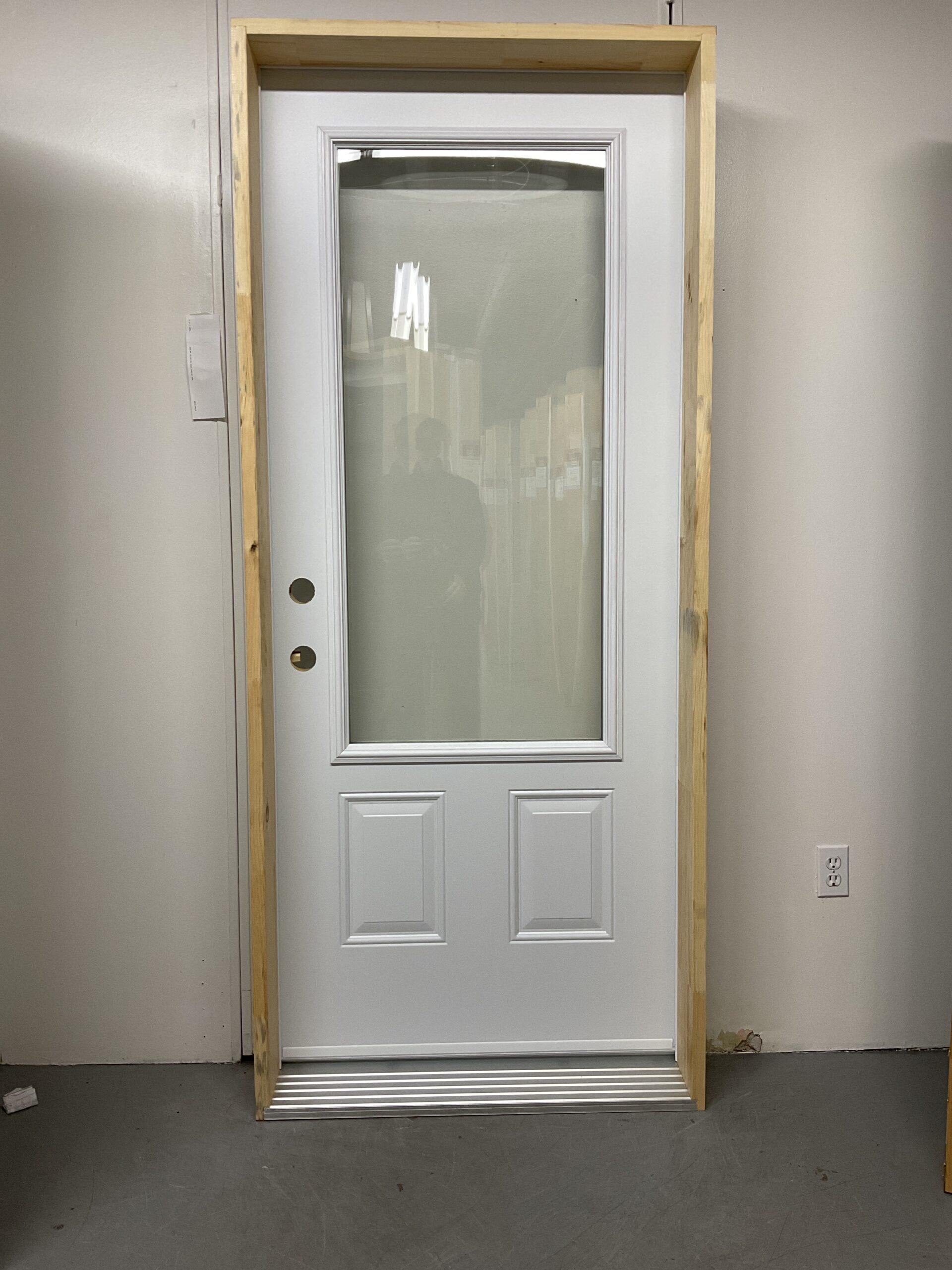 1405PA Porte d'acier 34"D Blanche Verre clair 23x49
