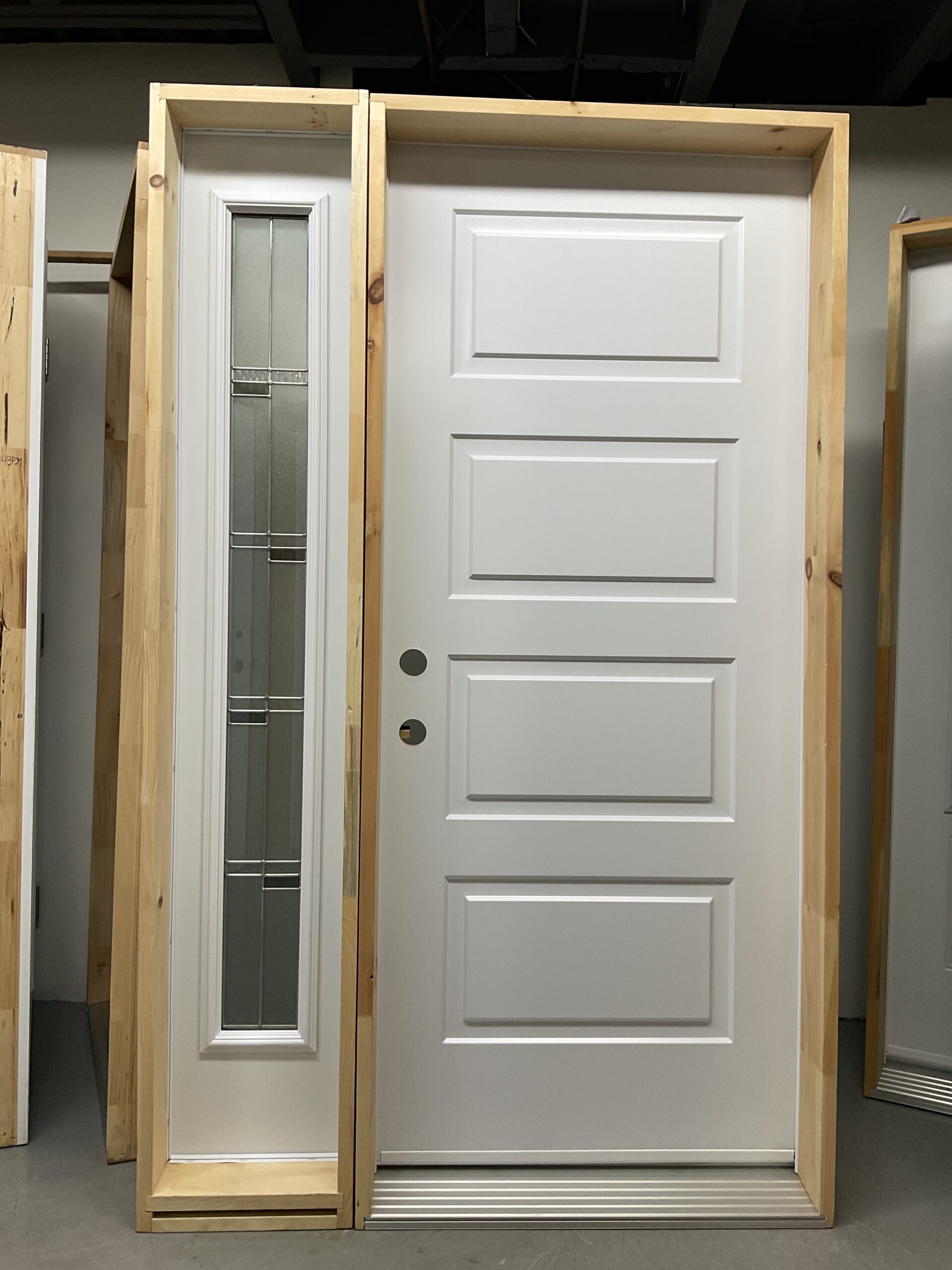 1422PA Porte d'acier 34"D Blanche Porte soho avec latéral vitrail zinc