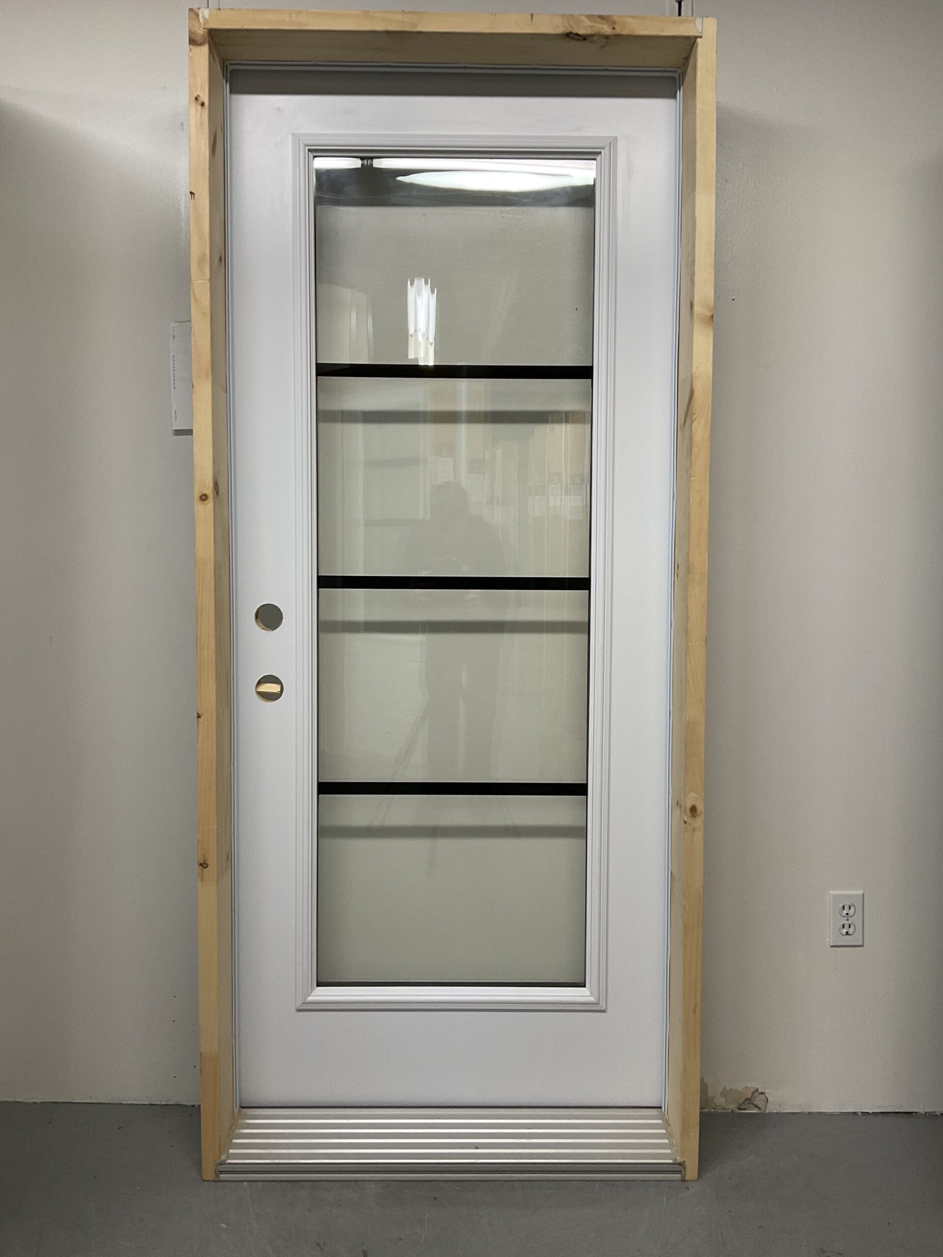 1424PA Porte d'acier 34"D Blanche Verre pure clair 23x65
