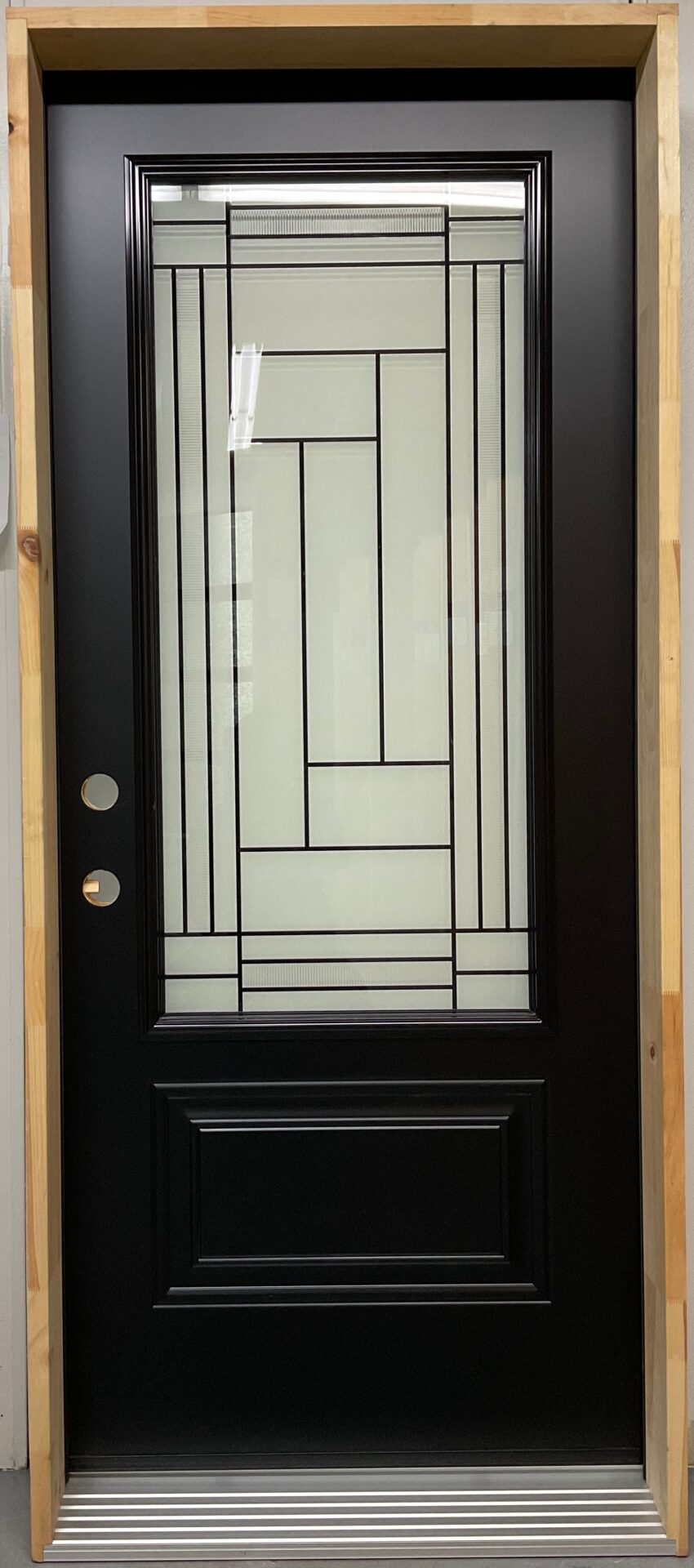 1449PSM Porte d'acier 34"D Noire Slab orléan verre Louisbourg 23x49