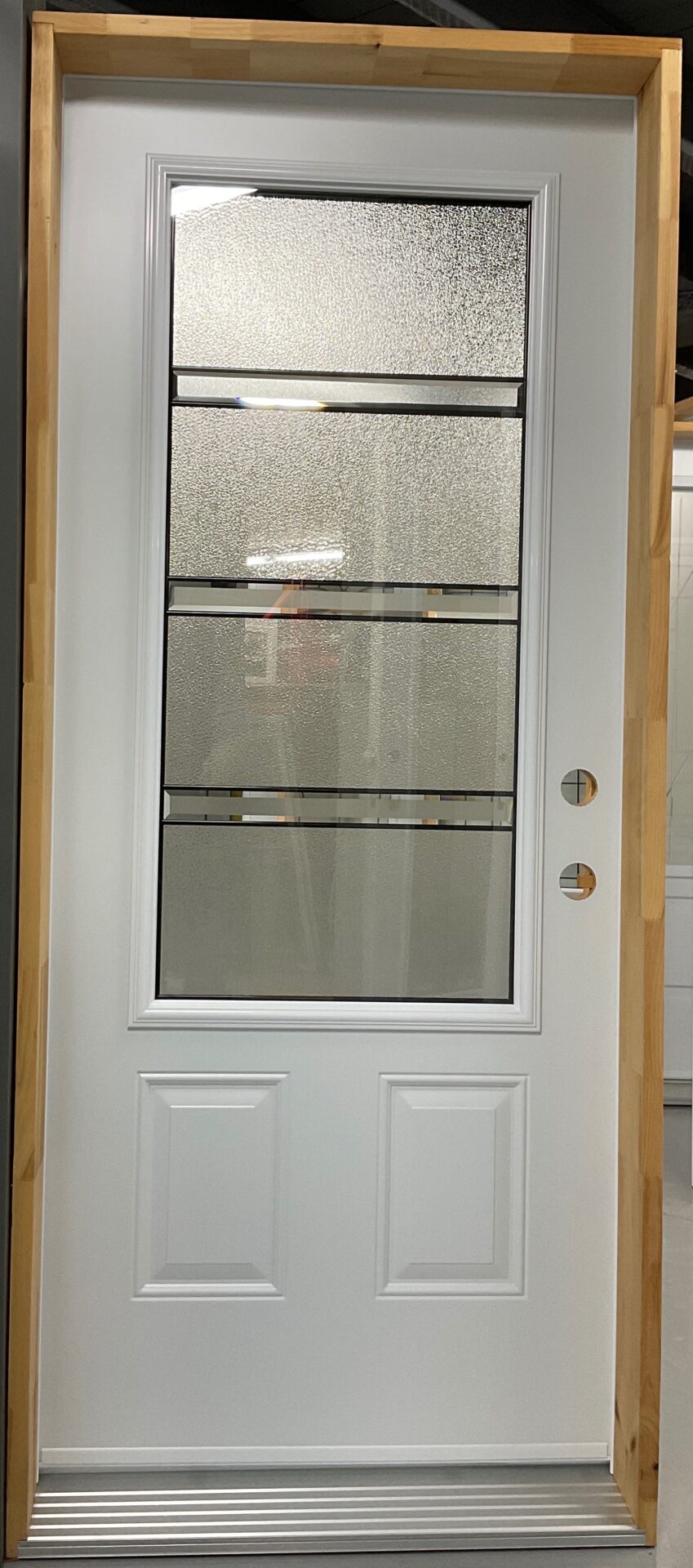 1452PSM Porte d'acier 34"G Blanche Verre plomb 23x49